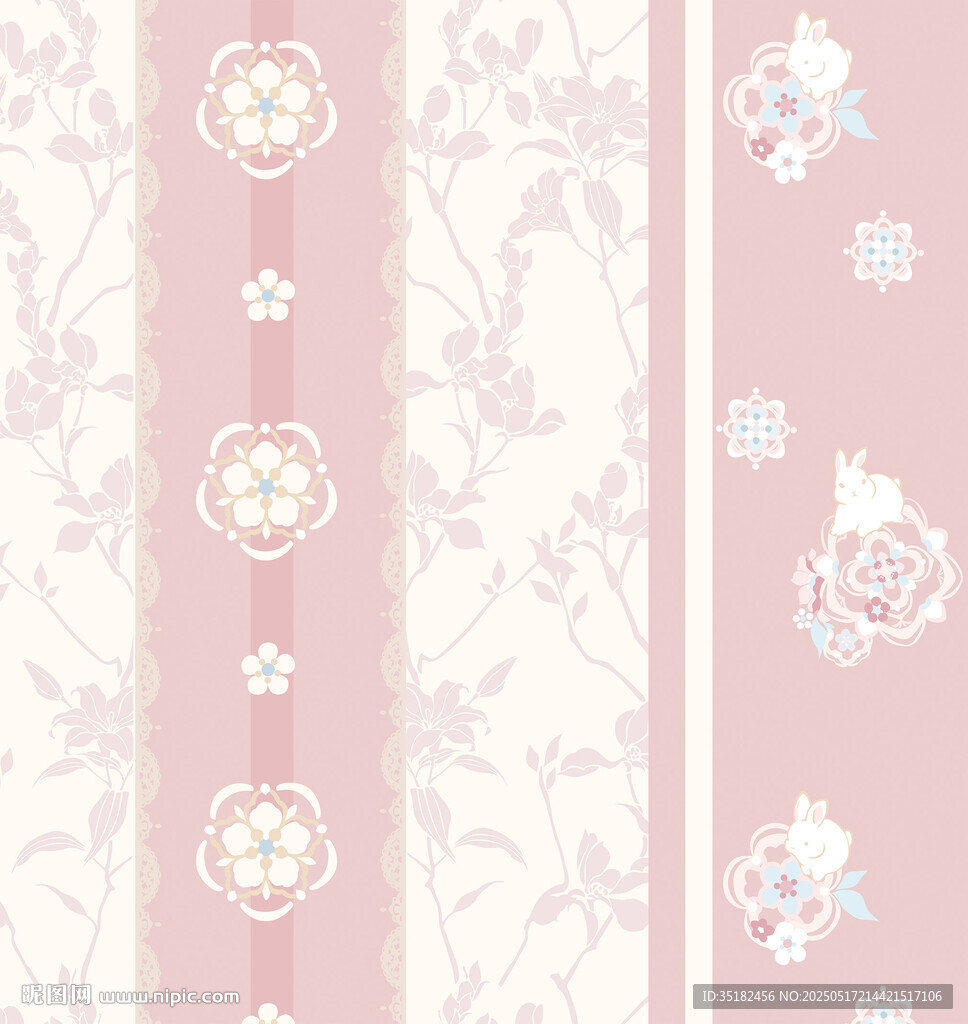 粉色花卉条纹