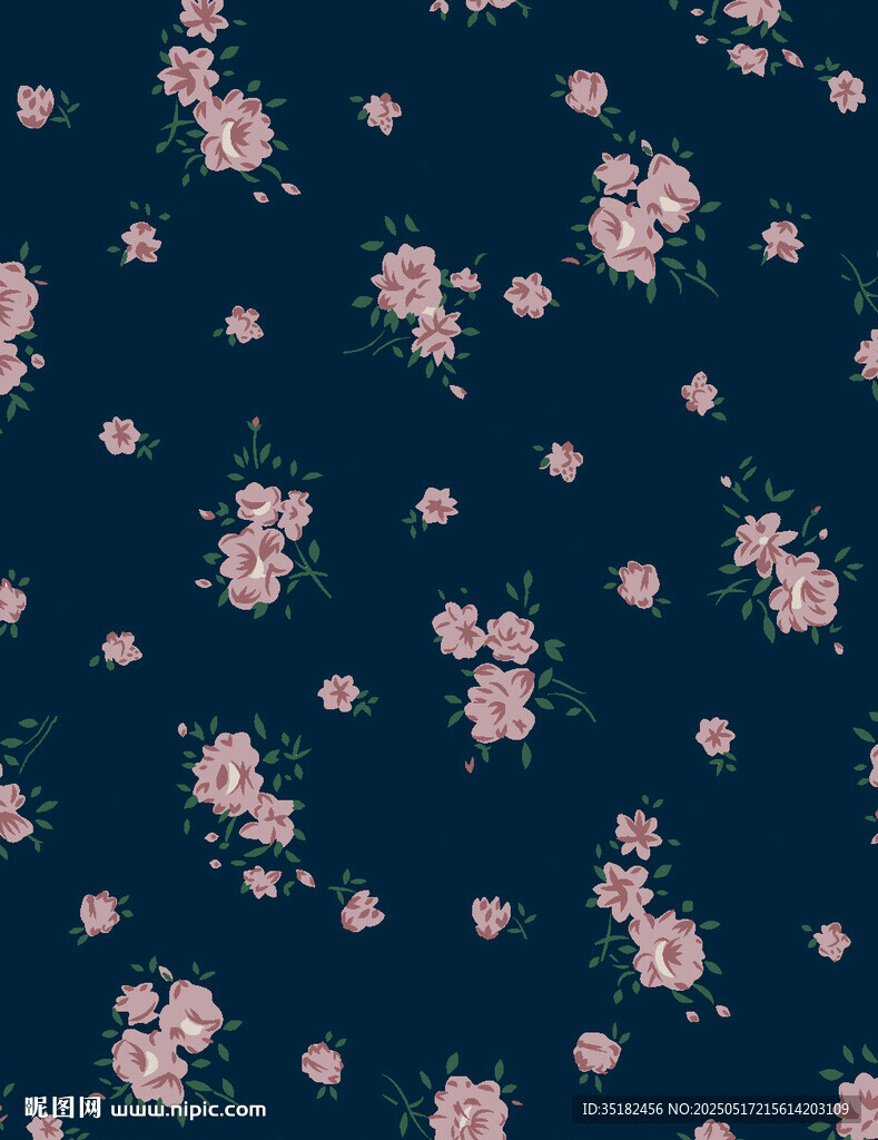 深蓝色底碎花