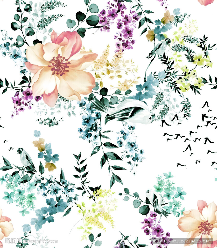 花卉水彩图案背景纹理