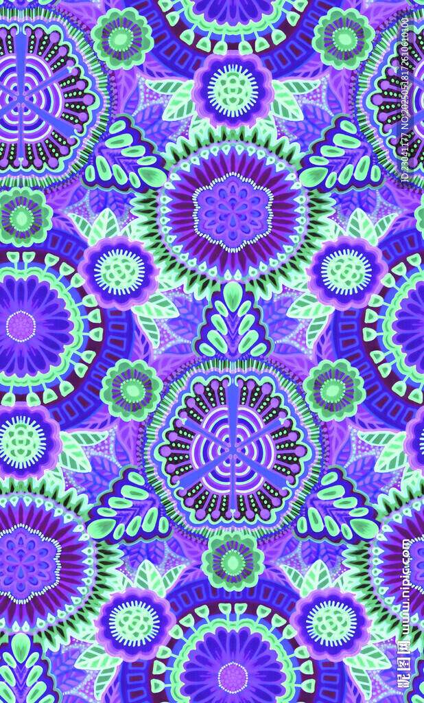 梦幻蓝紫几何花纹图案