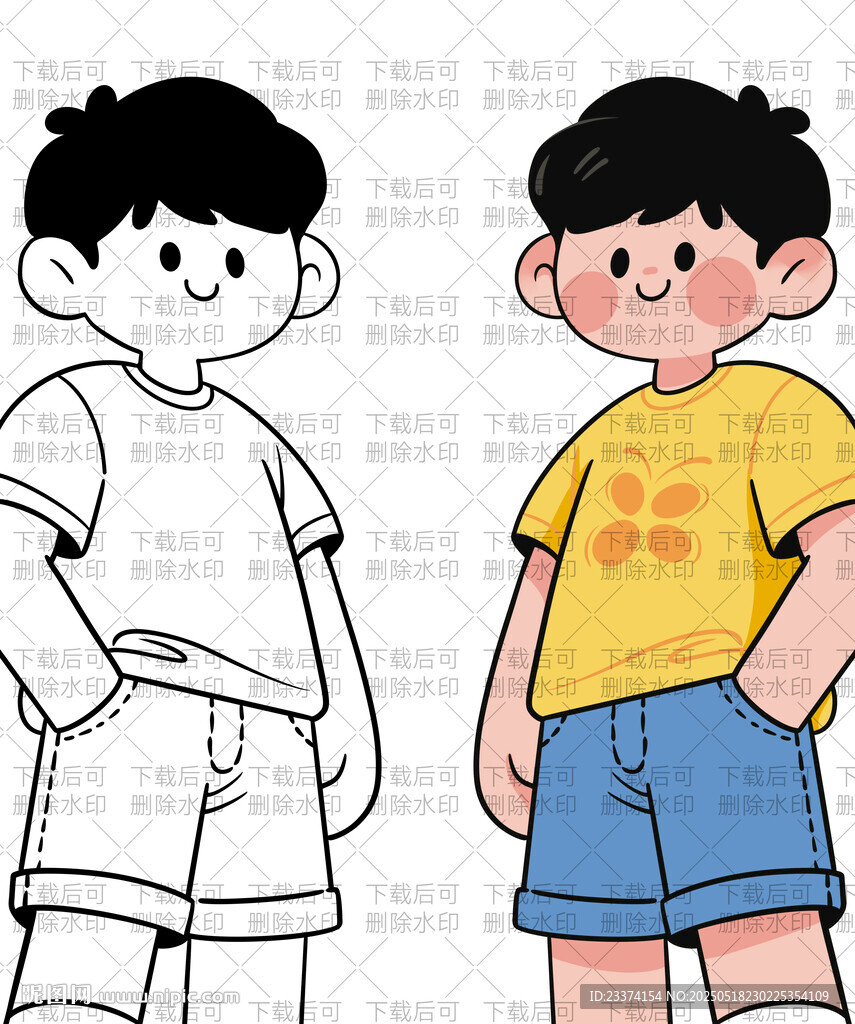 卡通男孩夏日穿搭展示
