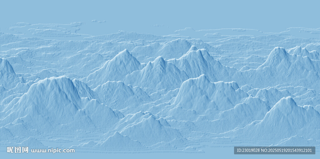蓝色冰雪山脉景观