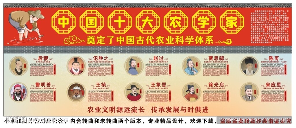 古代十大农学家海报展板挂画宣传