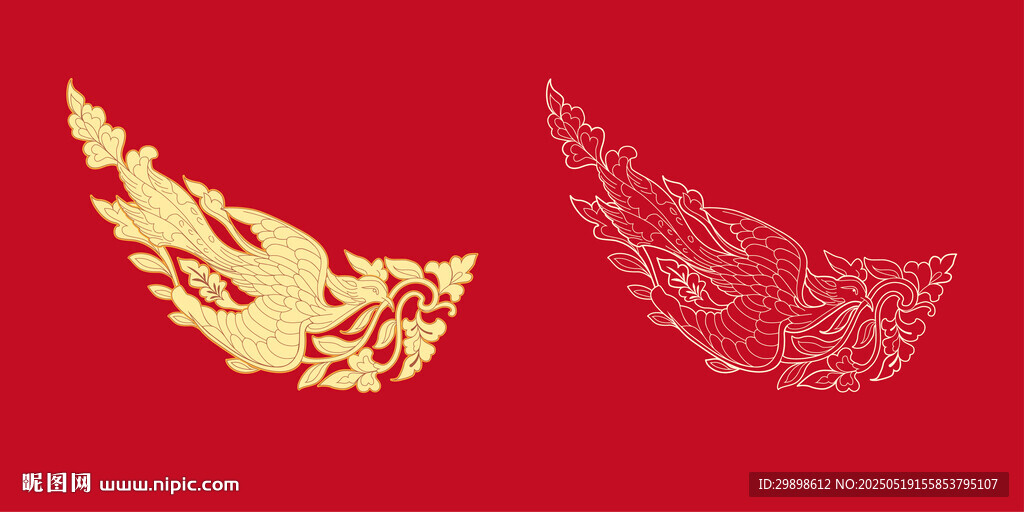 敦煌图案凤鸟衘枝凤凰壁画纹理