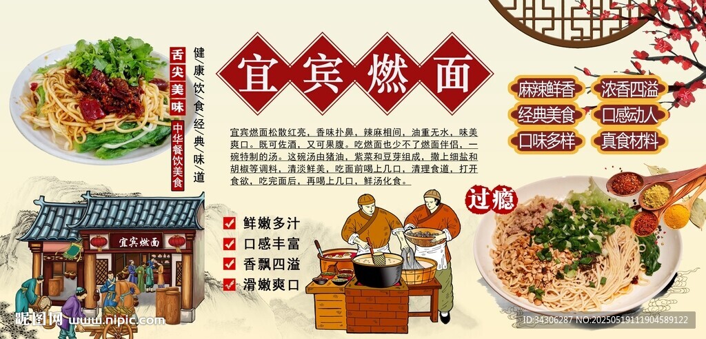 宜宾燃面背景墙