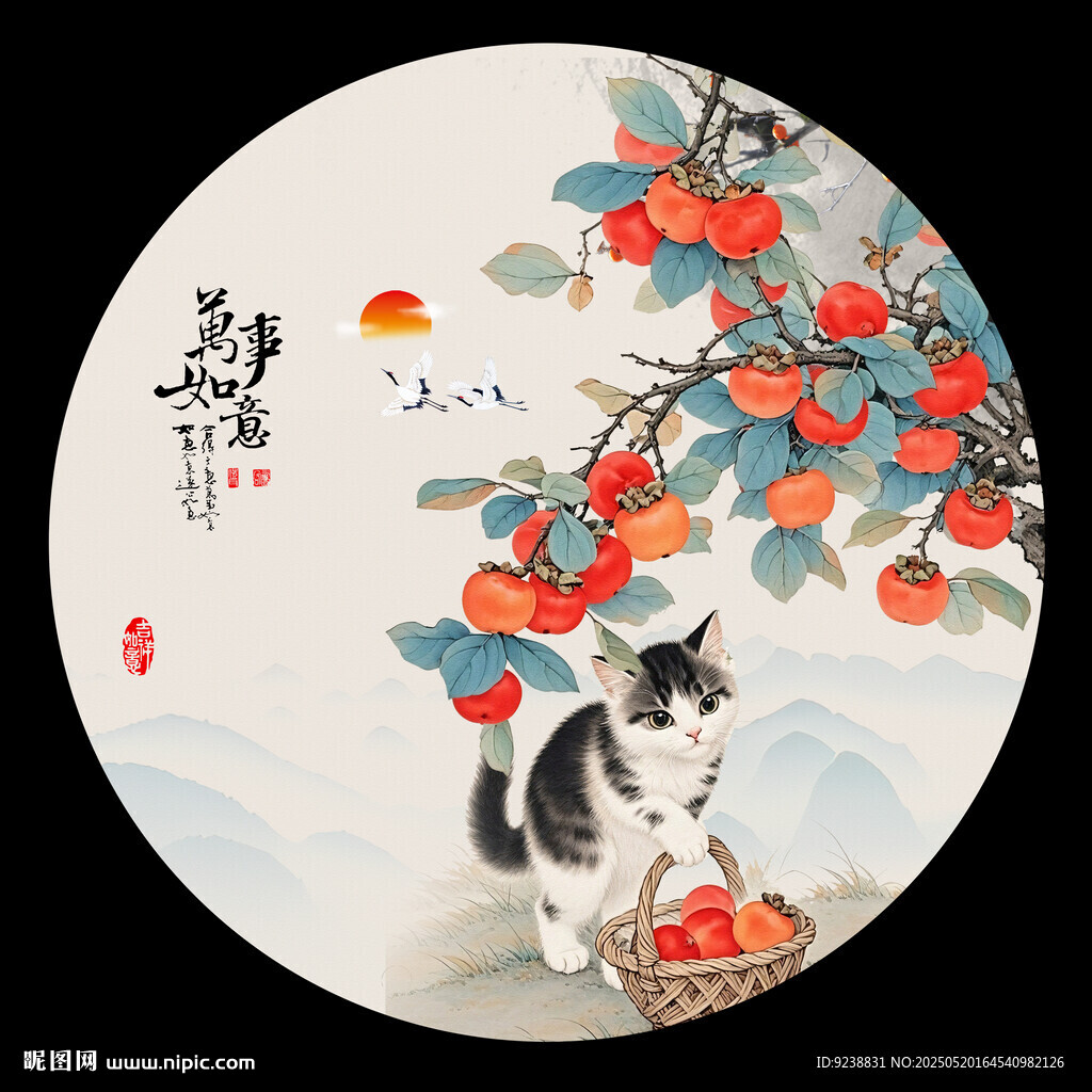 国画柿子
