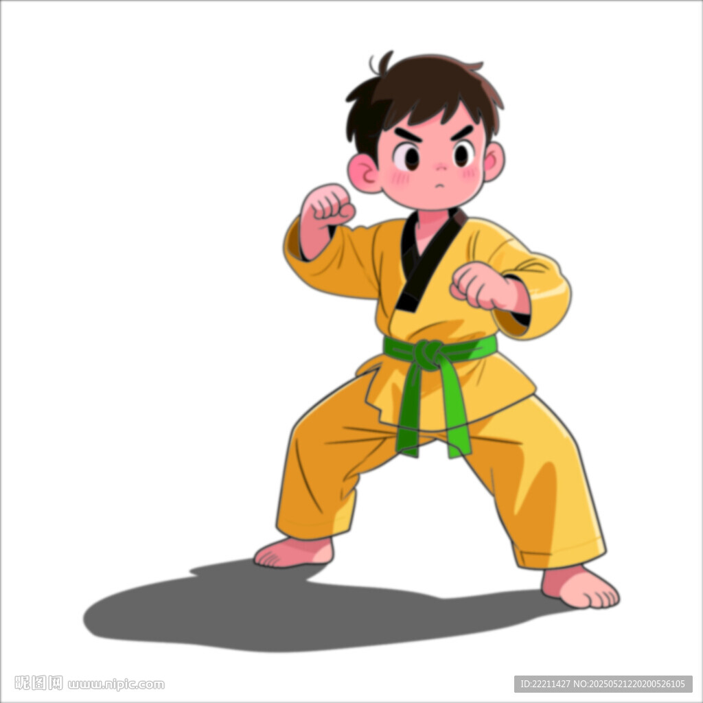 练跆拳道的小男孩
