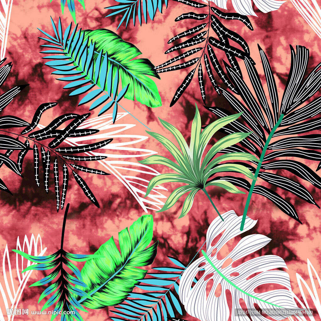 热带植物花卉图案背景