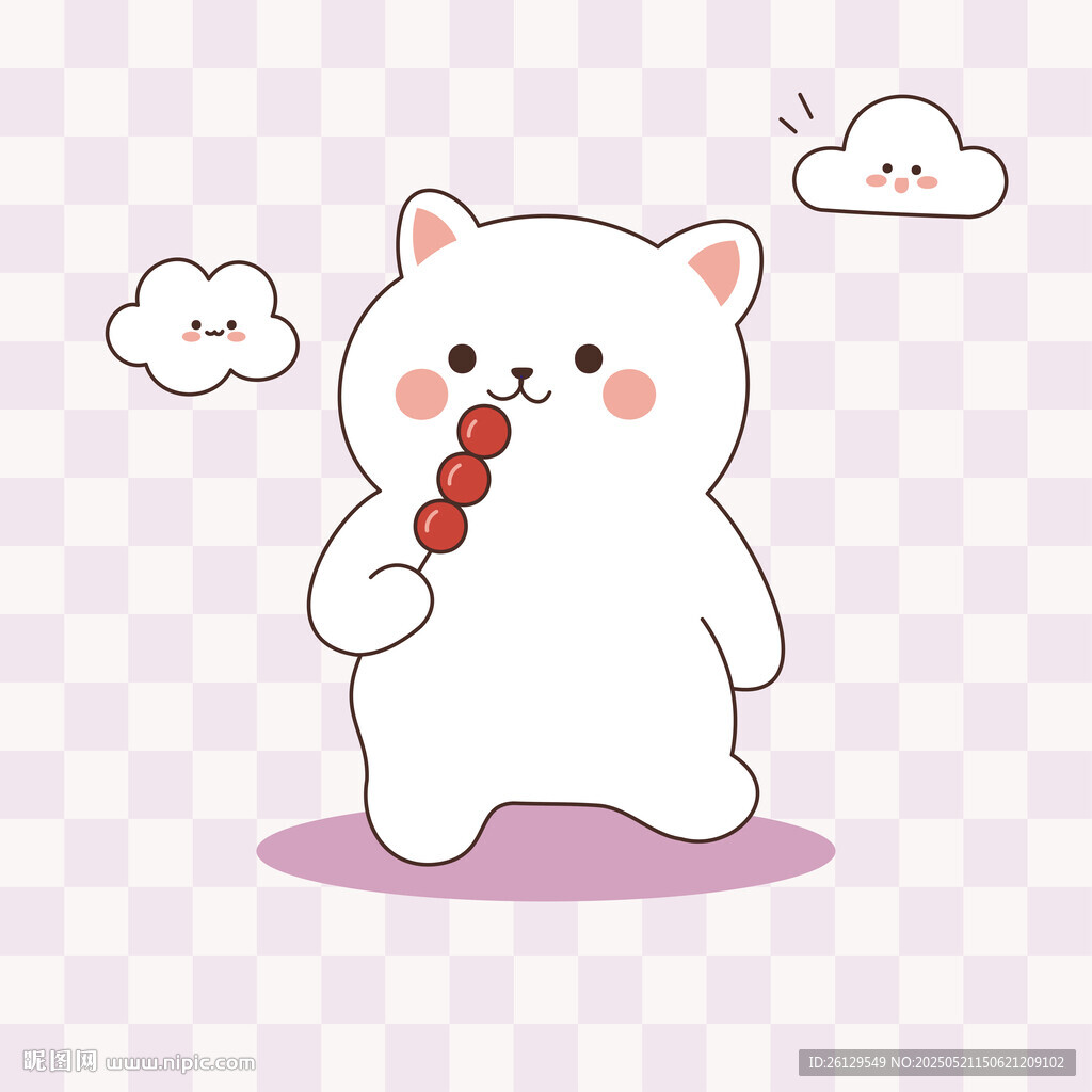 吃冰糖葫芦的可爱小白熊