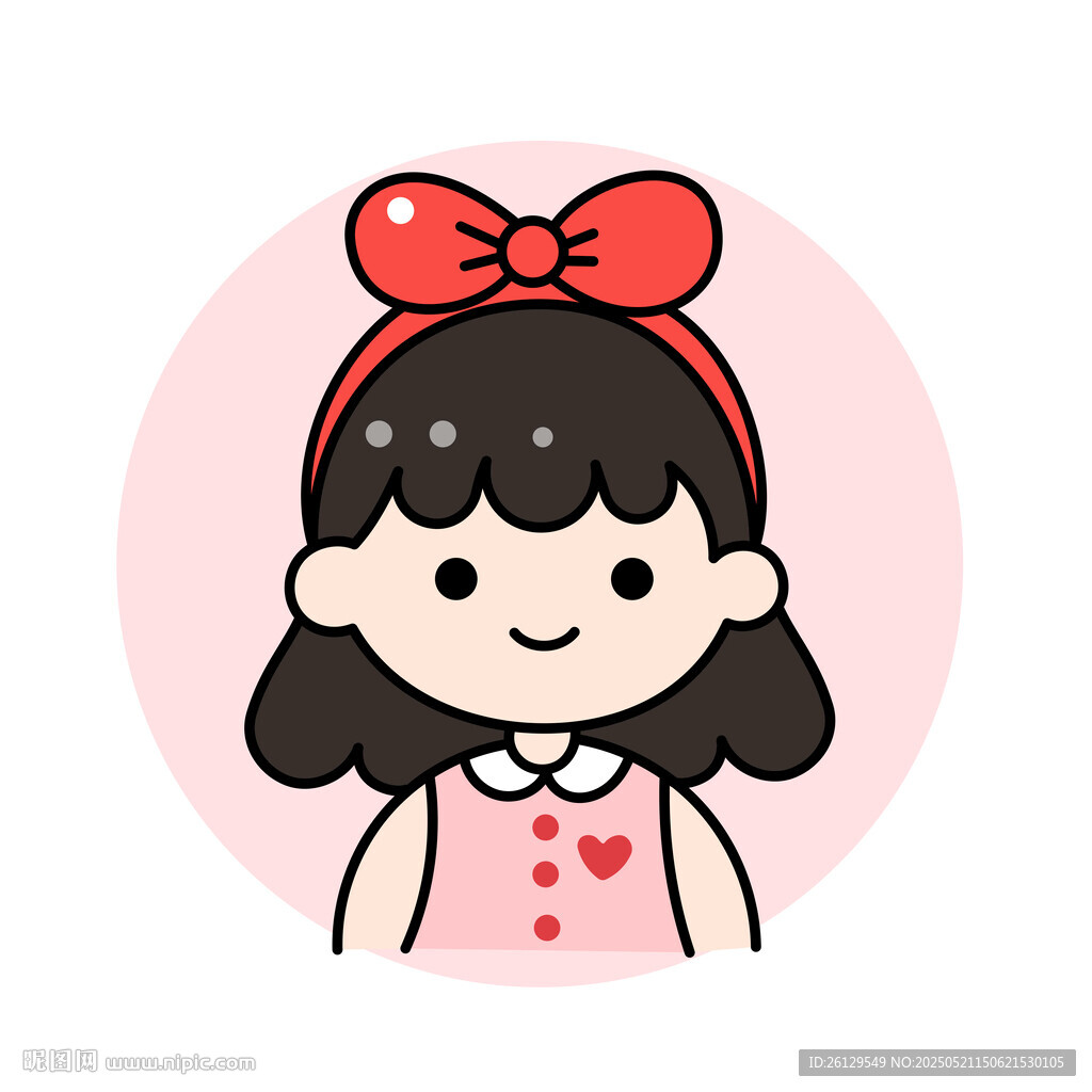 可爱戴蝴蝶结的卡通小女孩