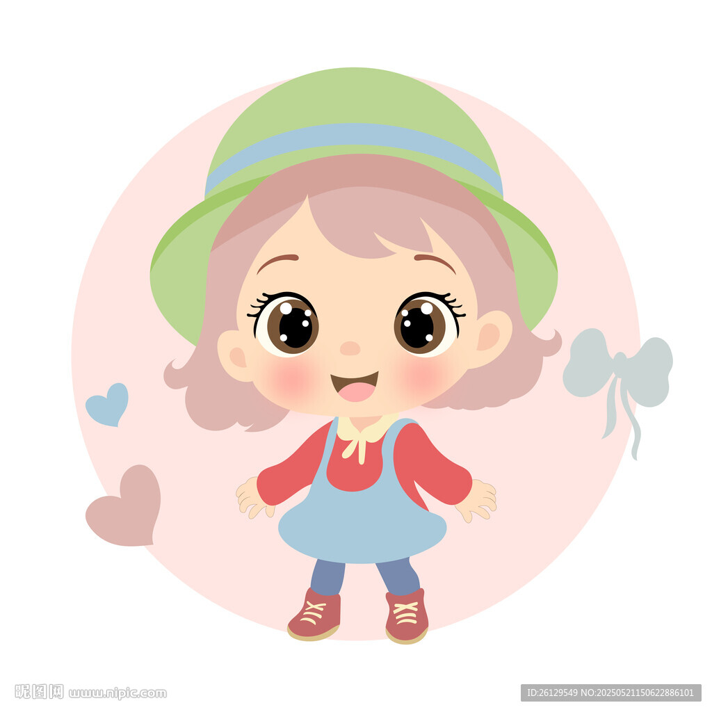 可爱戴帽小女孩插画