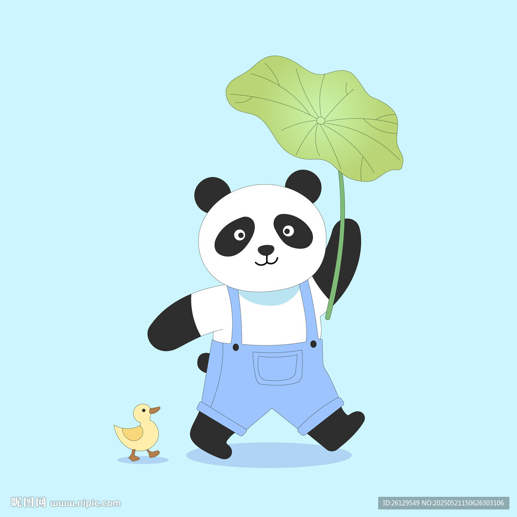 撑荷叶的可爱熊猫