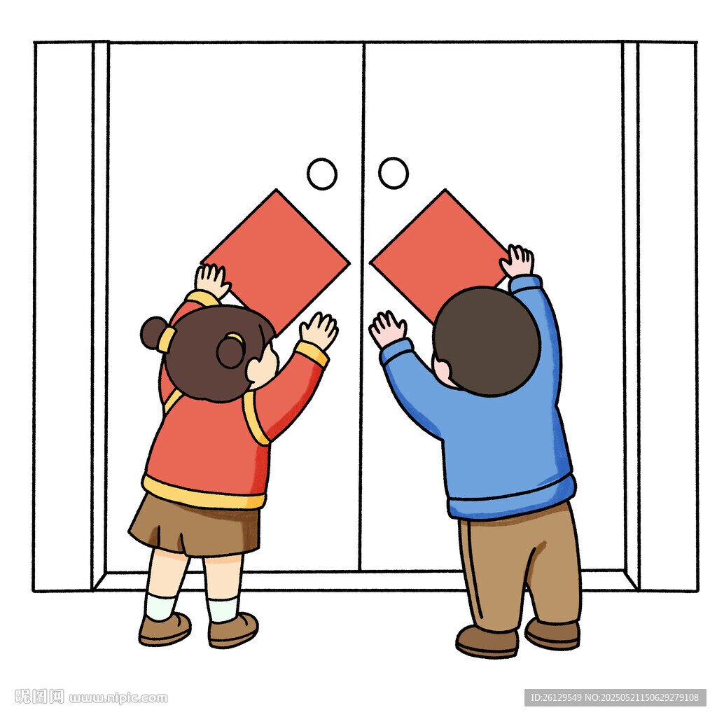 儿童贴春联