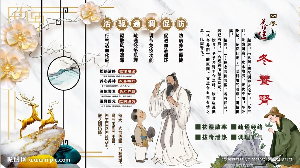 冬季养生背景墙