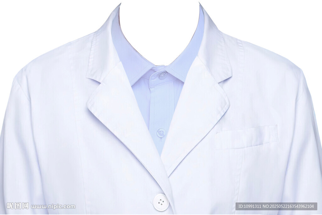 女白大褂浅蓝色衬衫证件照衣服