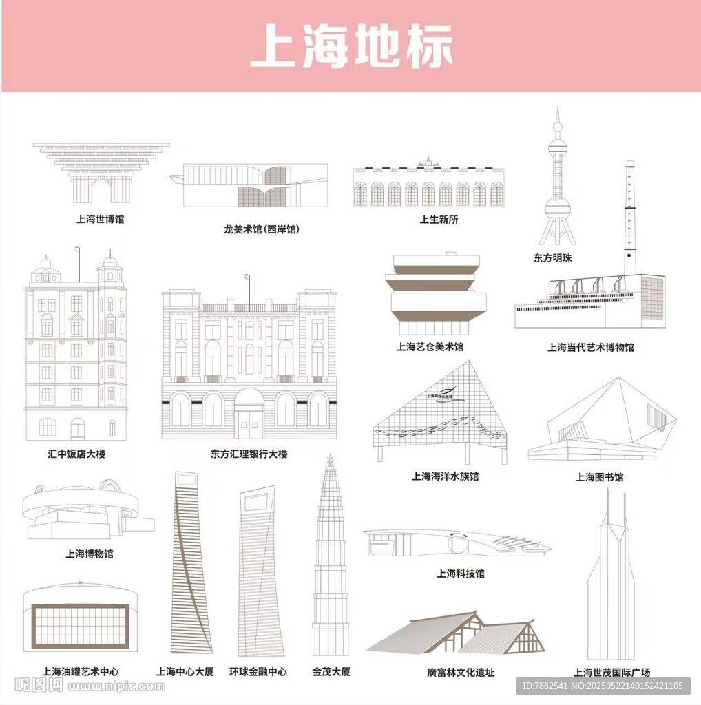上海地标建筑线稿图