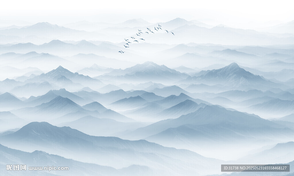 远山近水水墨风景