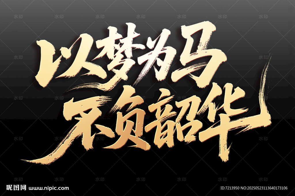 以梦为马不负韶华书法字