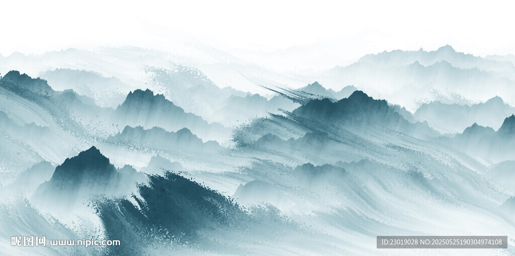 水墨群山云雾缭绕美景
