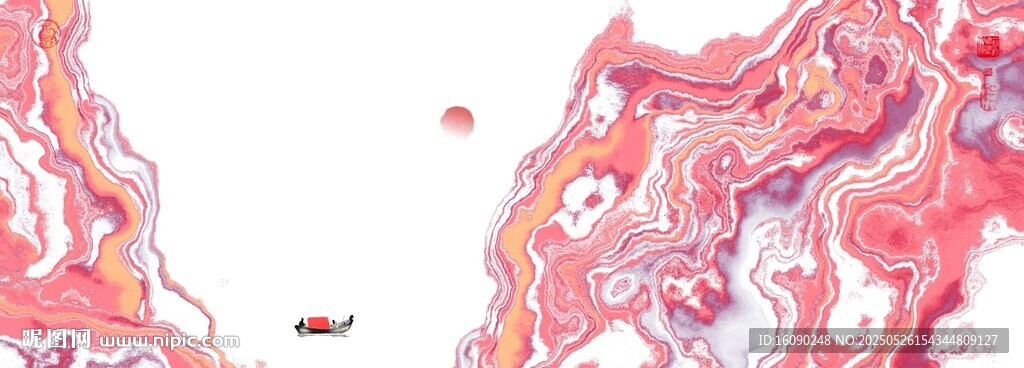 水墨丝绸印花 