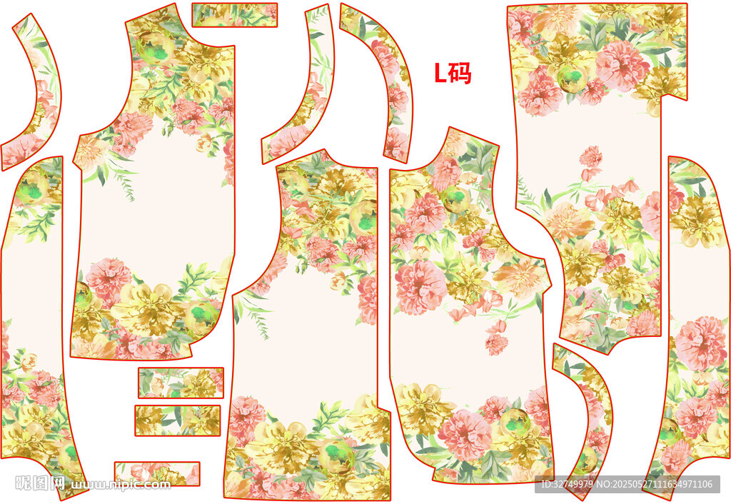 花卉图案服装裁片