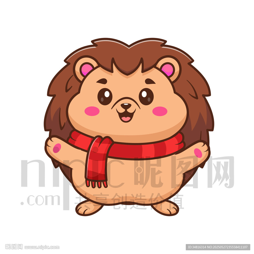 可爱刺猬戴围巾卡通形象