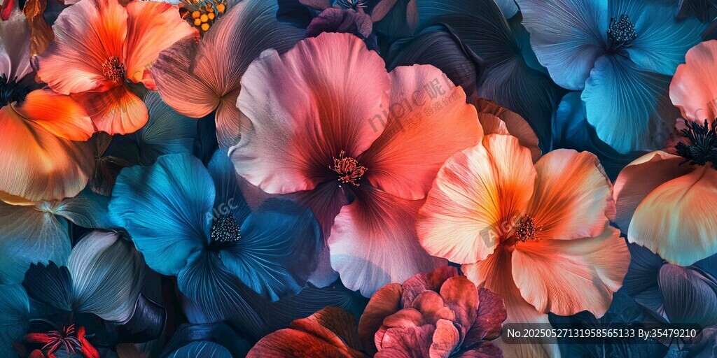 绚丽多彩花卉图案背景