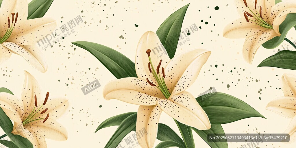 淡雅百合花插画背景图