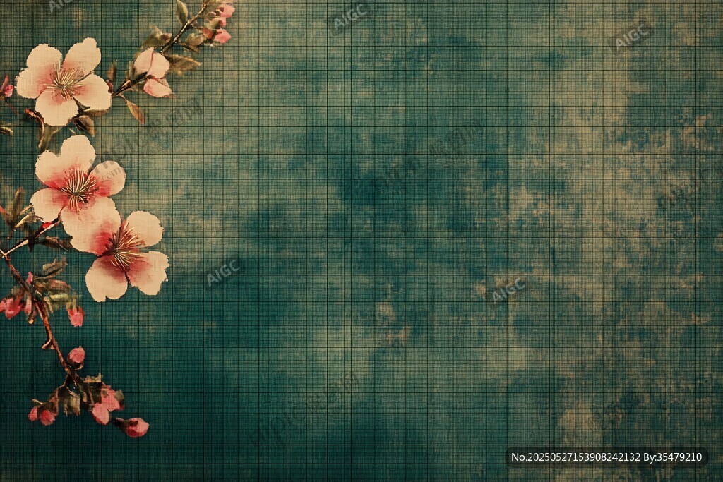 复古风桃花枝背景图