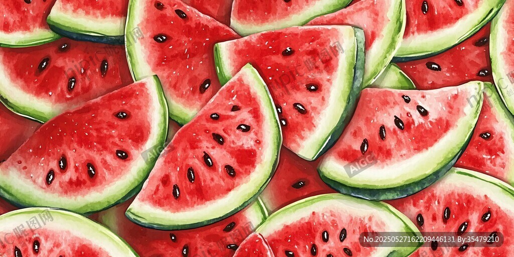 夏日缤纷西瓜切片插画