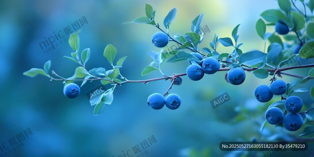 蓝果盈枝 绿叶相衬的美好