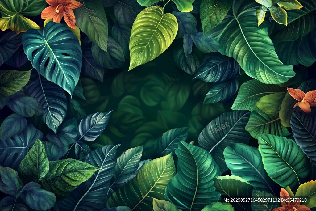热带植物繁茂背景图