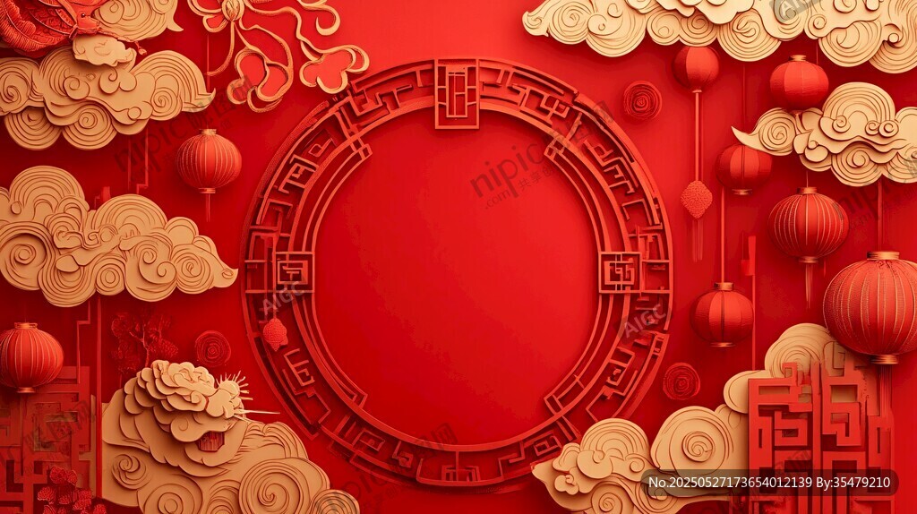 中式喜庆红色节庆背景图