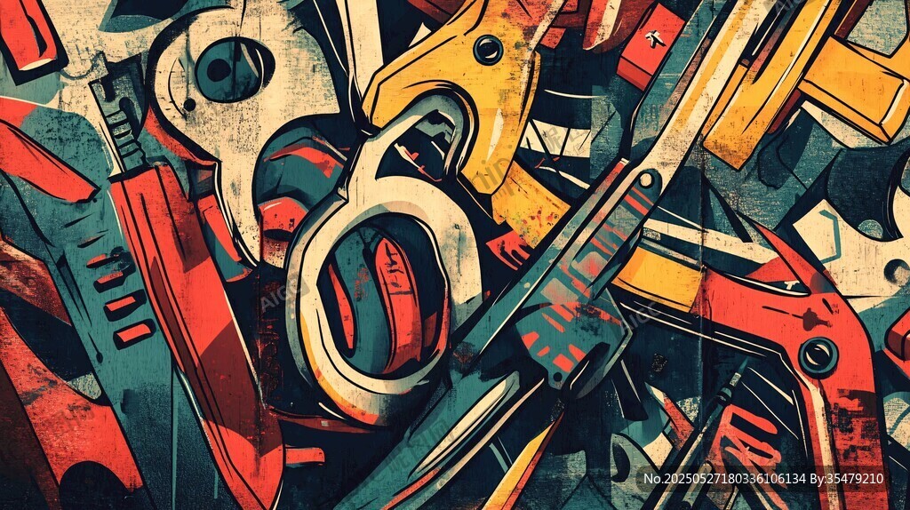 机械元素抽象艺术插画