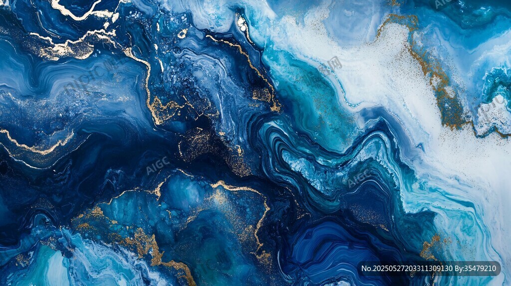 梦幻蓝金流体艺术纹理