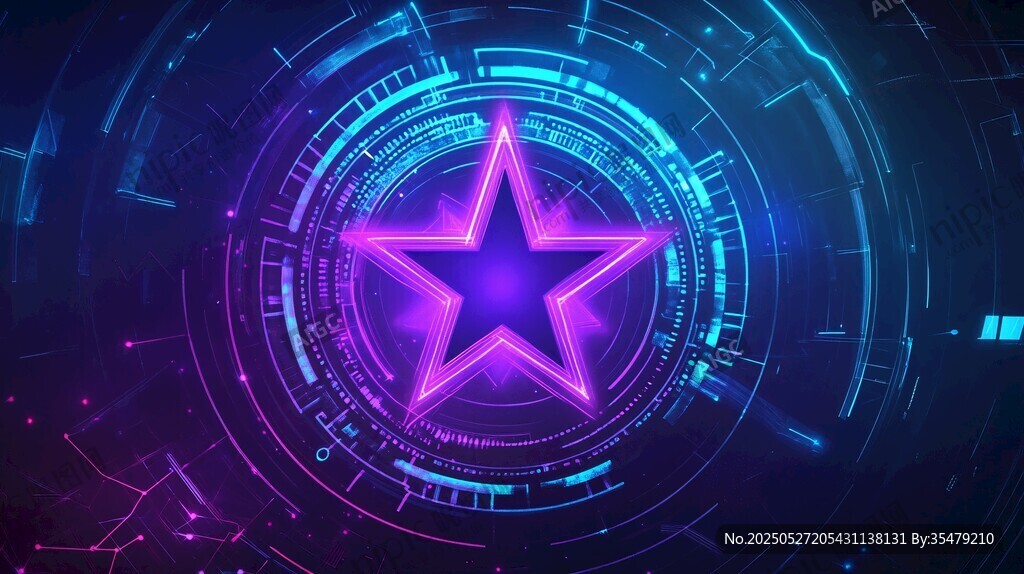 科技感紫色五角星科幻背景
