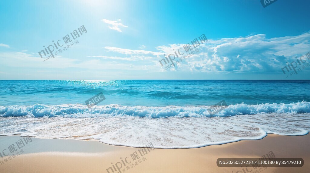 阳光沙滩海浪美丽海滨景
