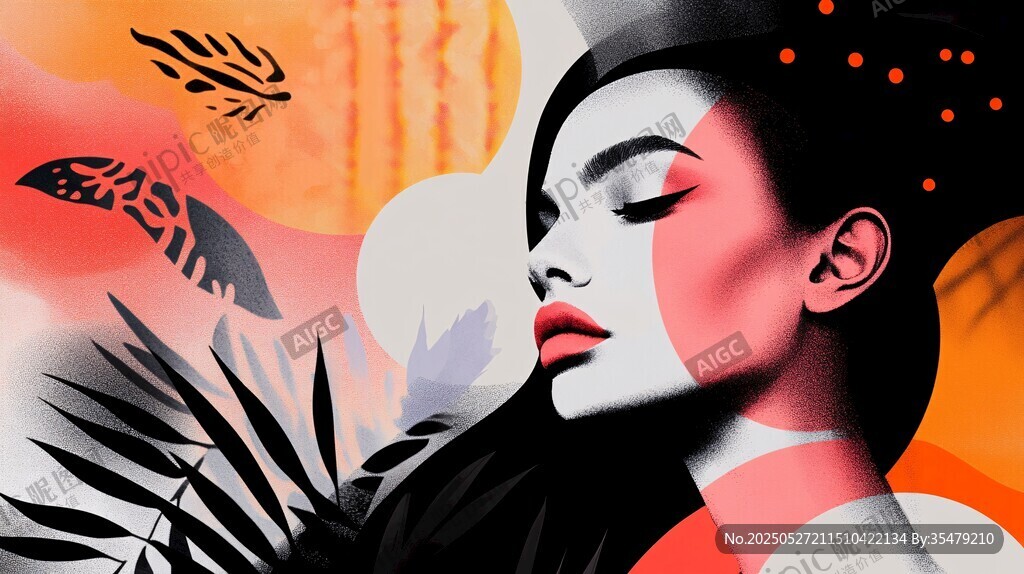 梦幻风格的女性艺术插画