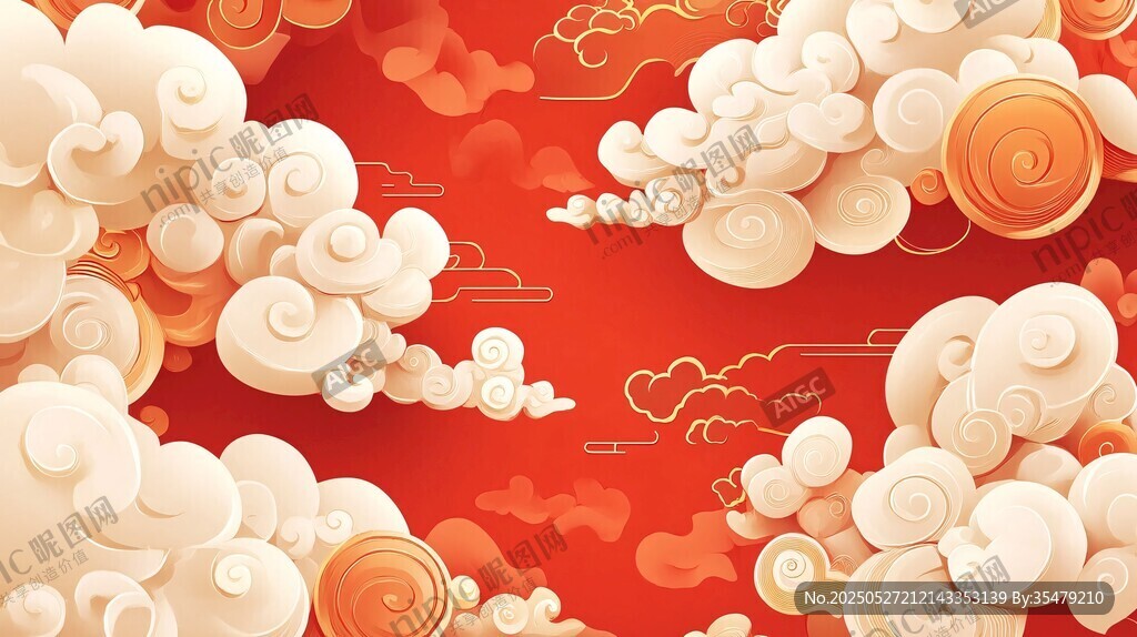 喜庆中式云纹红色背景图