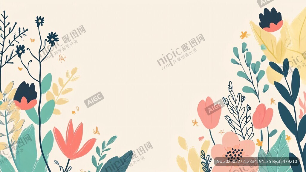 清新花卉边框插画