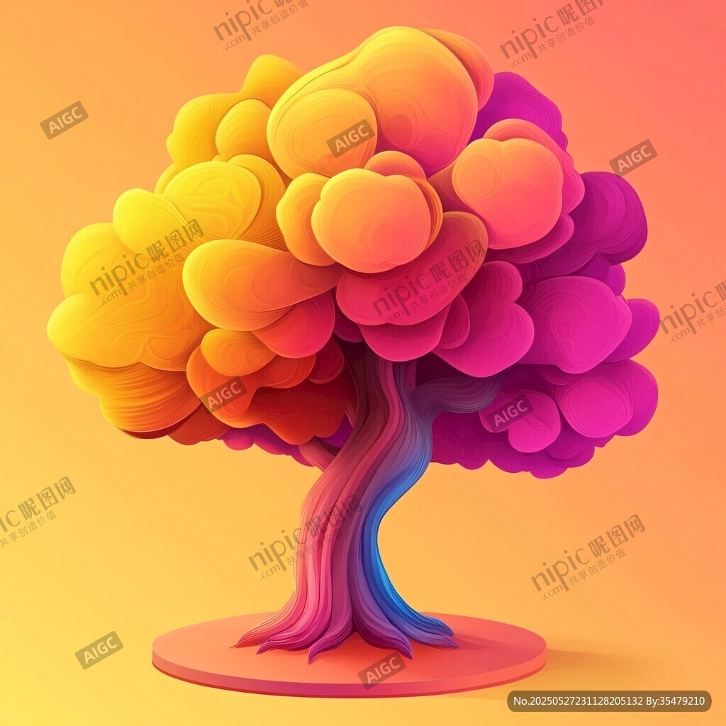 梦幻多彩抽象艺术树