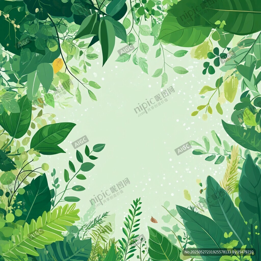 清新绿植环绕的自然背景