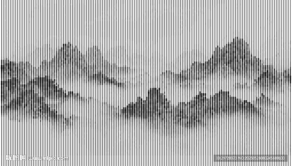 线条水墨山水意境图