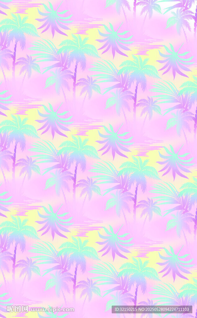 梦幻渐变棕榈树图案背景