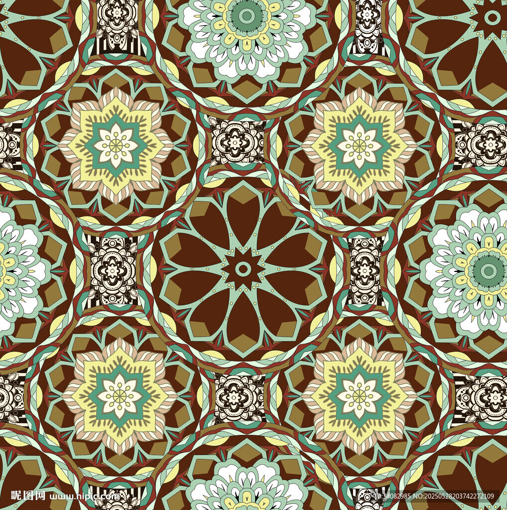 复古花卉几何图案纹理