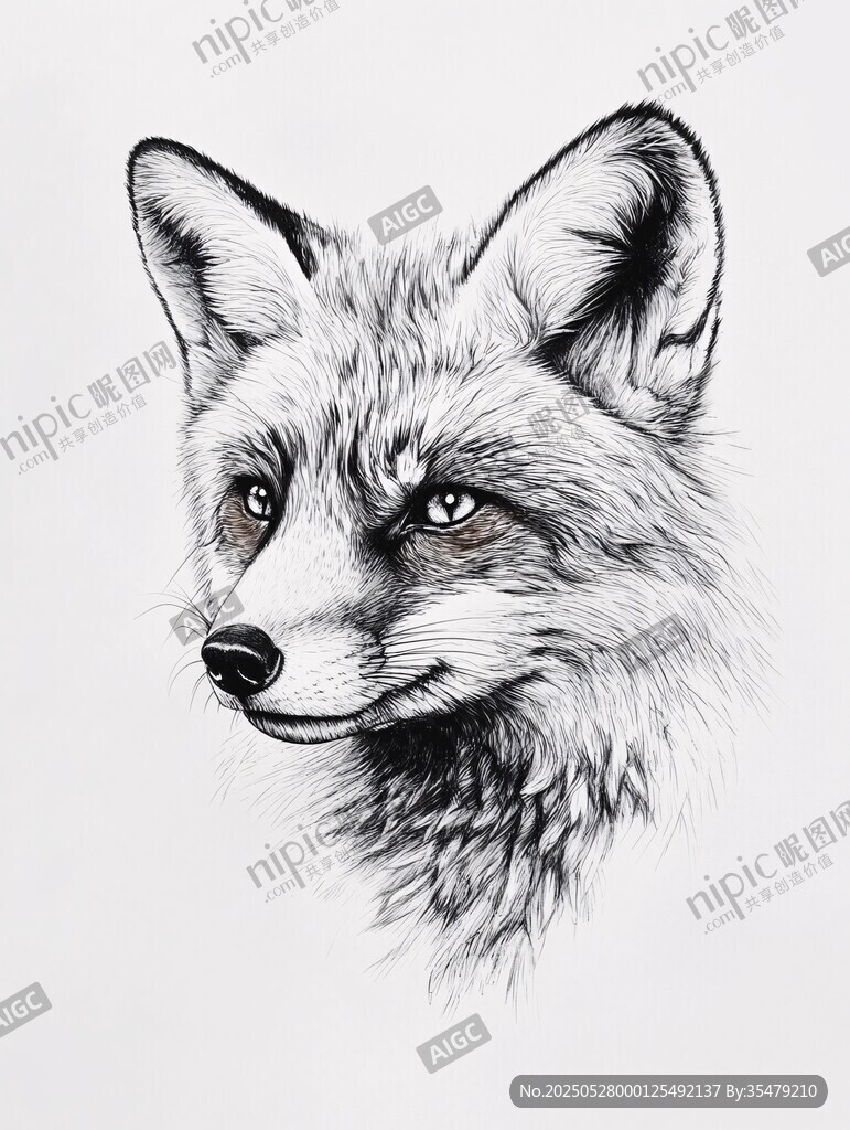 狐狸素描头像