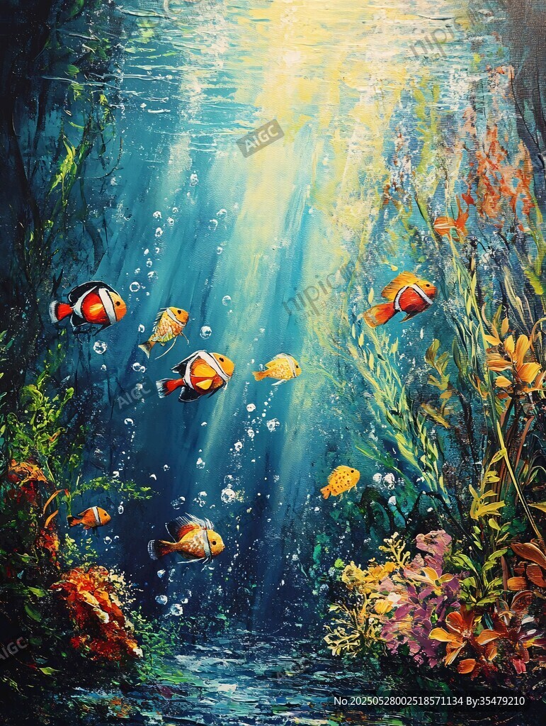 梦幻海底世界的多彩鱼儿