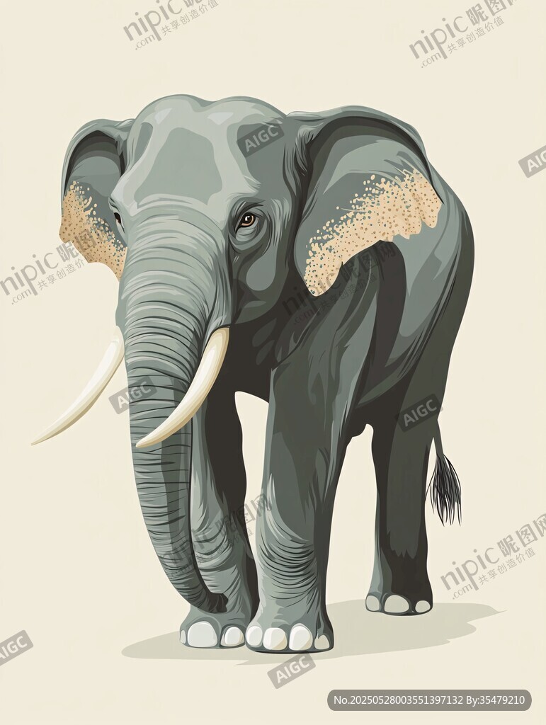 站立的大象插画形象