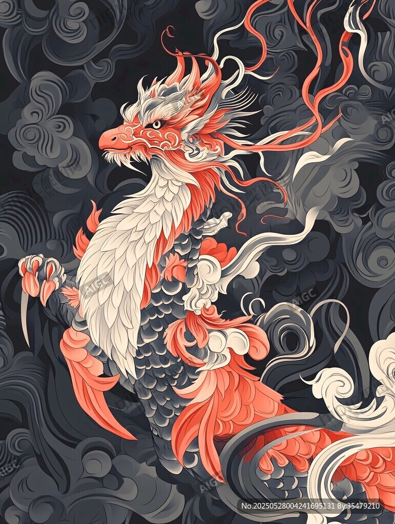 中式古风祥龙插画设计