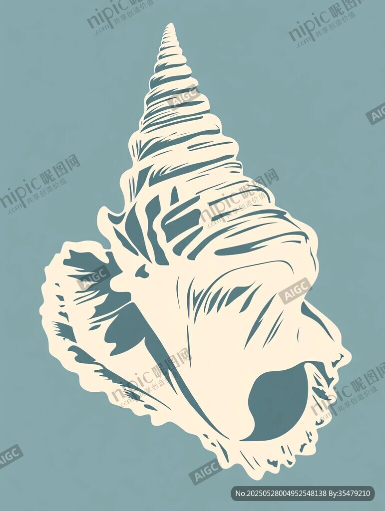 复古风海螺插画图案